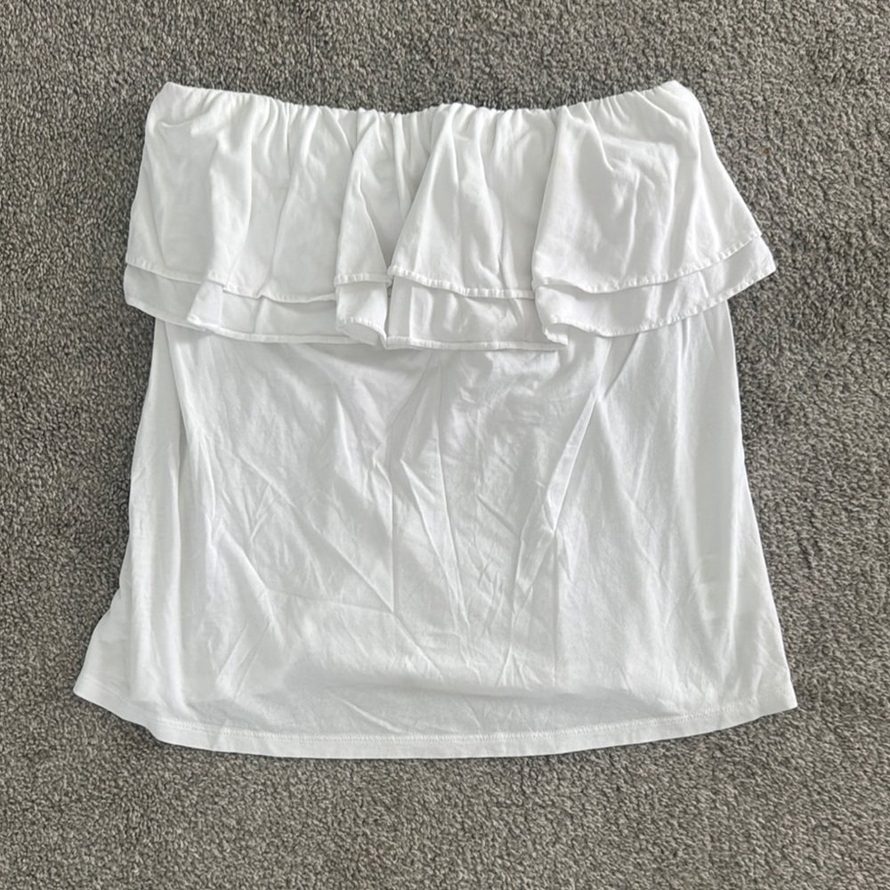 Lilly Pulitzer White Ruffle Strapless Top